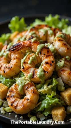 Shrimp Caesar Salad with Smoky Avocado Dressing-completed