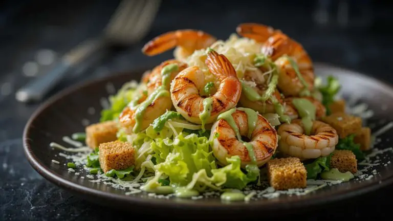 Shrimp Caesar Salad with Smoky Avocado Dressing-featured