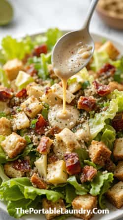 Smoky Keto Bacon Fat Caesar Dressing-served
