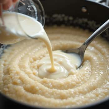 Step 4 Pouring Heavy Cream And Stirring