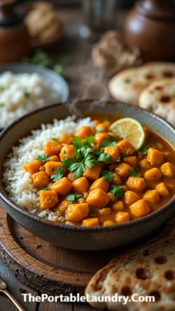 Sweet Potato and Chickpea Curry-served