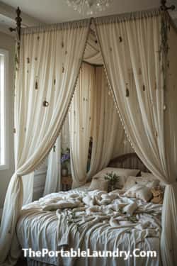 Tasseled Canopy Bed with Enchanted Veil