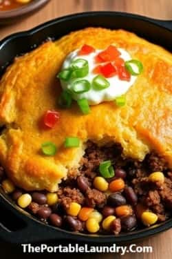 Tex-Mex Ground Beef Cornbread Skillet