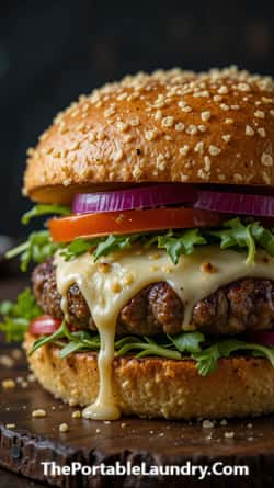 garlic parmesan cheeseburger-served