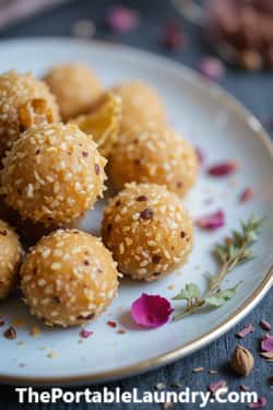 1. Amaranth-Coconut Ladoo with Rose and Cardamom