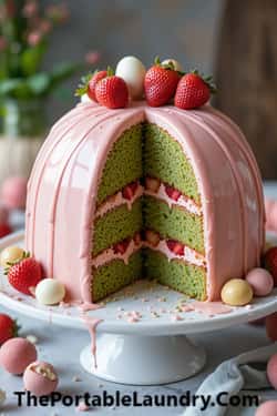 12. Matcha-Strawberry Easter Dome Cakes