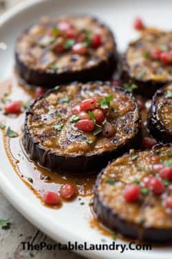 13. Grilled Eggplant Steaks with Walnut-Mushroom Sauce