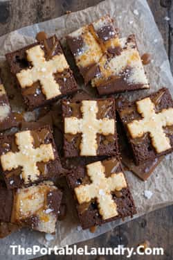 13. Salted Caramel Hot Cross Brownies