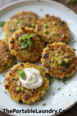 13. Spring Pea and Mint Fritters with Whipped Feta