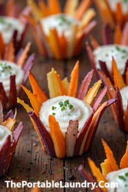 3. Rainbow Carrot Cups with Miso Ranch