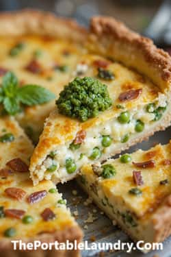 4. Spring Pea and Prosciutto Quiche with Mint Pesto