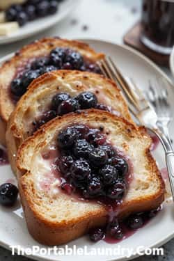 7. Mascarpone-Stuffed French Toast with Lavender Blueberry Compote