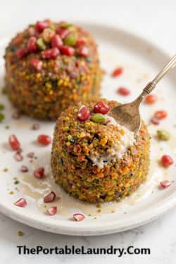 7. Rainbow Carrot and Quinoa Timbales with Pistachio Crust