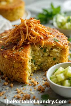 8. Green Curry Risotto Cakes with Crispy Shallots