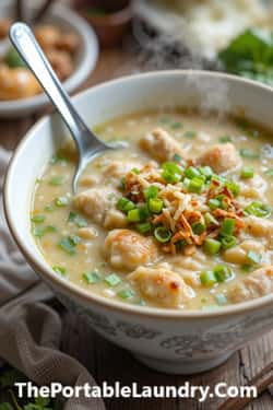 Chicken Congee Crockpot-served