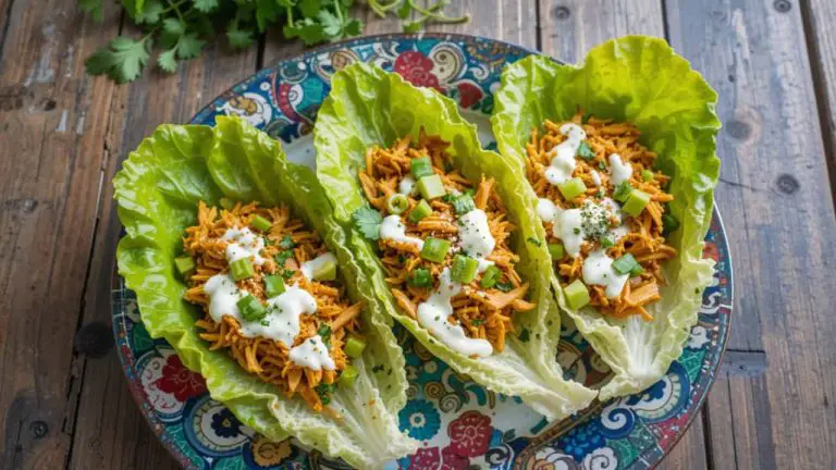 Keto Crockpot Buffalo Chicken Lettuce Boats (Low-Carb)-featured