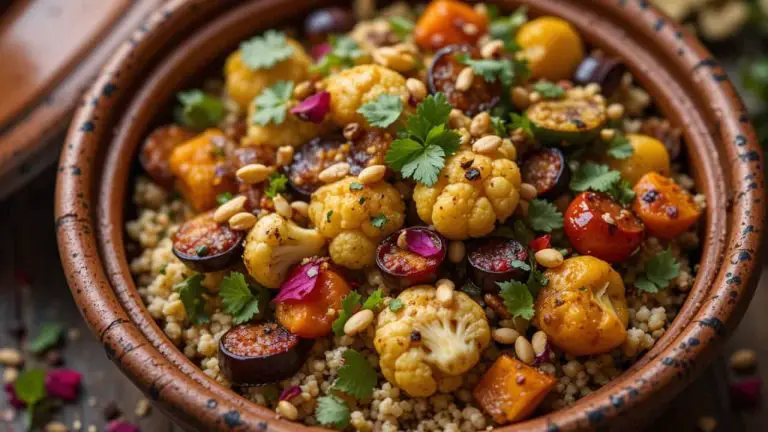 Moroccan Cauliflower Couscous Tagine (Zero Oil Recipe) - featured