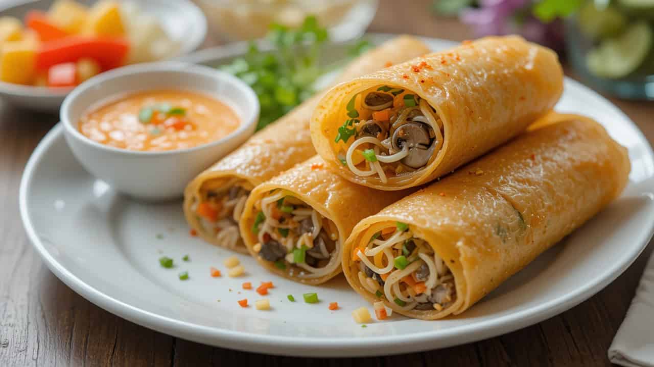 zero oil vietnamese spring roll recipe-featured