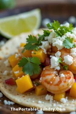 Bobby Flay Shrimp Tacos with Mango Salsa - completed