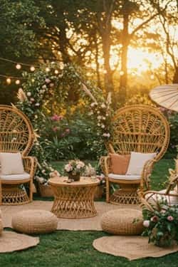 3. Rattan Lounge Corners with Boho Touch