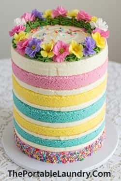 5. Pastel Rainbow Vanilla Cake