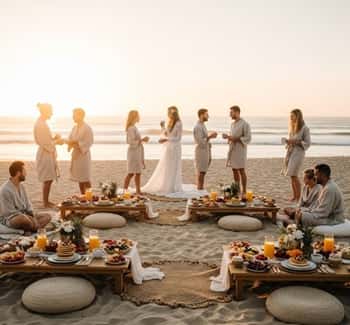 1. Ceremonia al amanecer con desayuno gourmet en la arena