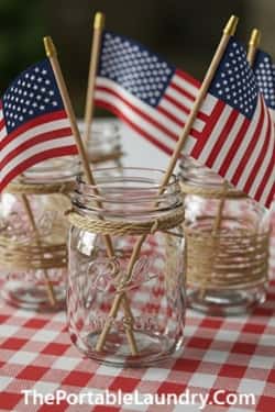 1. Mini Flag Bouquets in Mason Jars