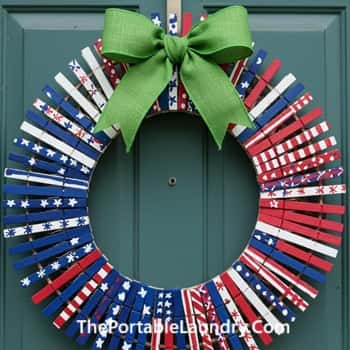 10. American Flag Clothespin Wreath