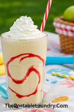 12. Banana Cream Milkshake with Red Swirl