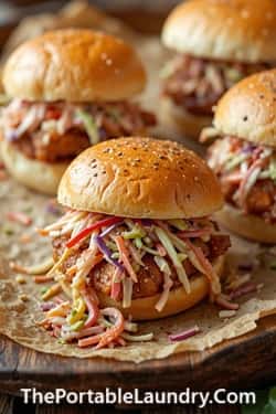 3. BBQ Chicken Sliders with Pineapple Slaw