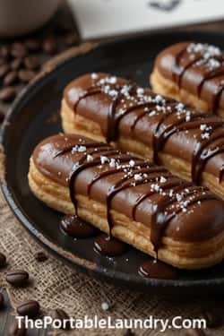 3. Coffee Caramel Eclairs with Espresso Drizzle