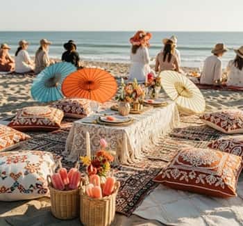 4. Picnic nupcial con paletas artesanales y cojines bordados