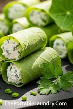 5. Herbed Goat Cheese Stuffed Nasturtium Leaves