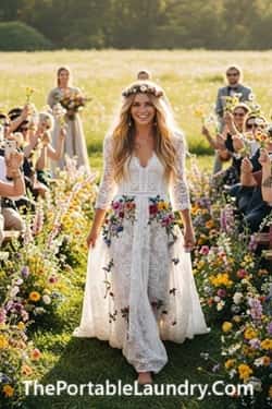6. Barefoot Bride in a Meadow Aisle