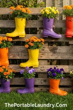 6. Hanging Rainboot Garden