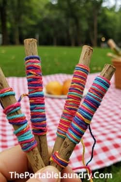 6. Yarn-Wrapped Stick Crafts