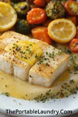 7. Lemon-Garlic Butter Cod with Crispy Veggies