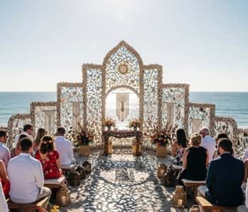 8. Altar de espejos rotos y conchas marinas
