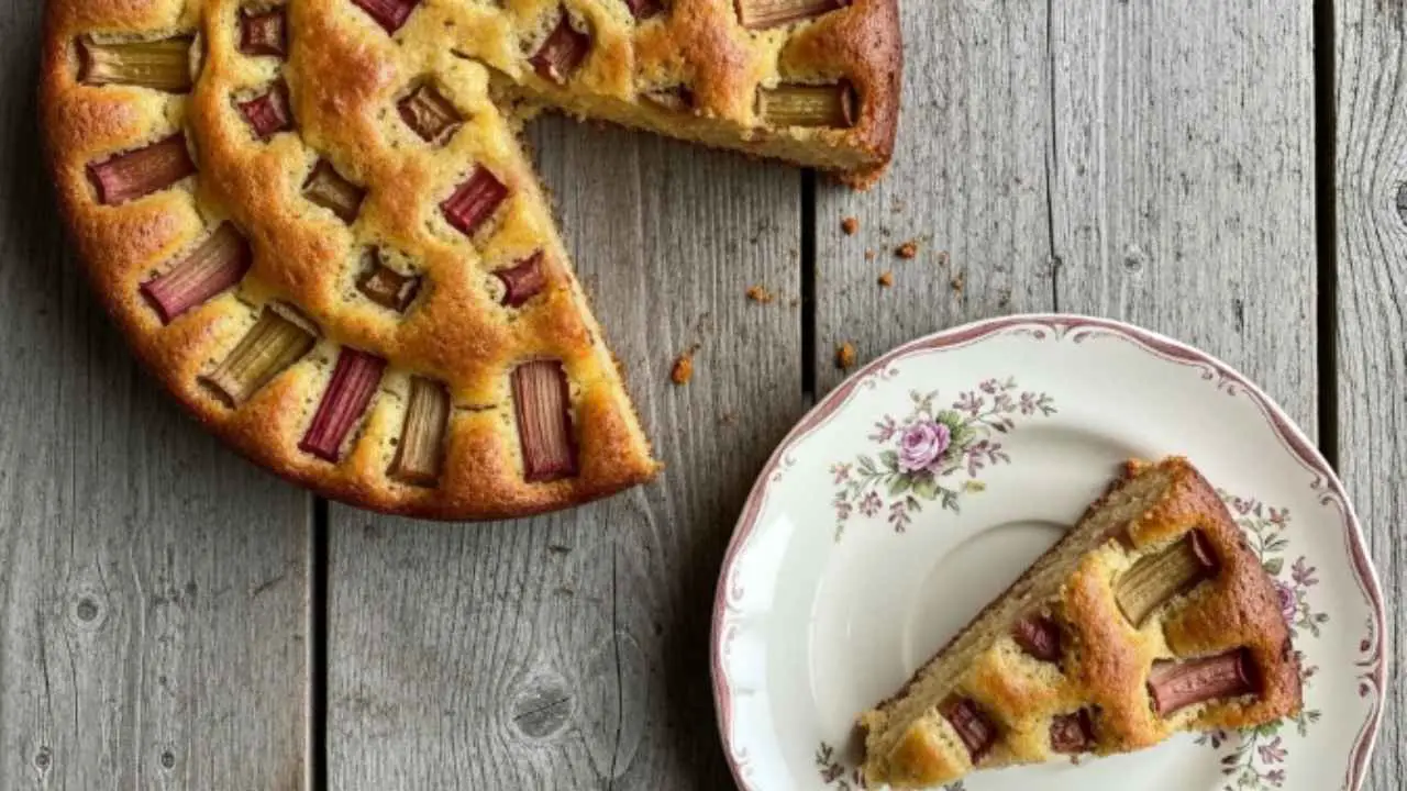 Tangy Whisper Rhubarb Cake Recipe-featured