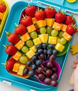 1. Rainbow Fruit + Cheese Kabobs