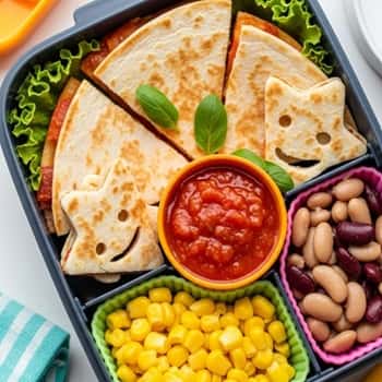 10. Cheesy Quesadilla Triangles + Salsa Dip
