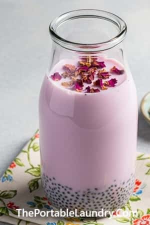 10. Chilled Rose Milk with Sabja Seeds