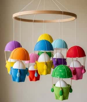 10. Recycled Egg Carton Balloon Mobiles