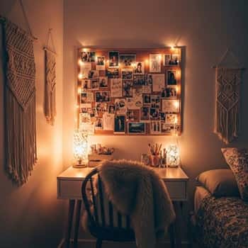 12. Cork Board With Fairy Lights