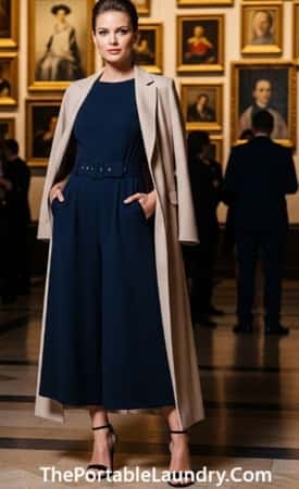 12. Culotte Jumpsuit With Attached Belt + Duster Coat