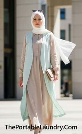 12. Long Vest Layer Over a Basic Dress
