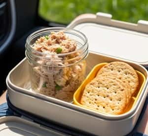 12. Tuna Salad Crackers (Pre-Made + Packed Right)