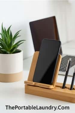 13. Bamboo Phone Stand With Pen Holder