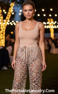 13. Embellished Tulle Overlay Pants + Simple Tank Bodysuit