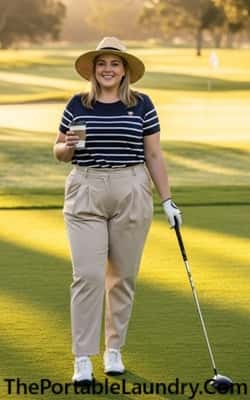 13. Pleated Front Tech Slacks + Classic Breton Top